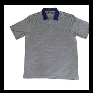 Cutter & Buck Men’s Blue and White Striped Golf Polo Size XLT EUC